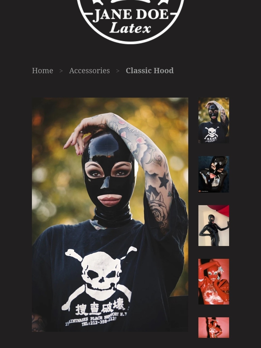 Jane Doe Latex Classic Black Gloss Hood